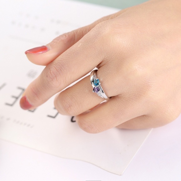 **AVALYNN* Silver x Purple x Blue Zircon Ring Size 9 - Picture 5 of 5